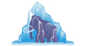 Illustration eines eingefrorenen Mammuts