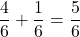Rendered by QuickLaTeX.com $$\frac{4}{6} + \frac{1}{6} = \frac{5}{6}$$