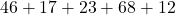 Rendered by QuickLaTeX.com 46 + 17 + 23 + 68 + 12