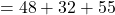 Rendered by QuickLaTeX.com = 48 + 32 + 55