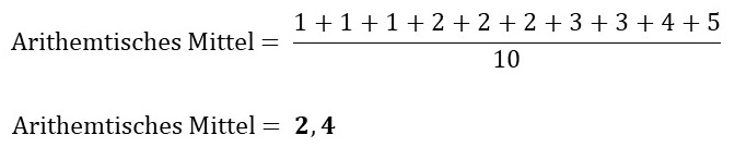 Arithmetisches Mittel Beispielrechnung