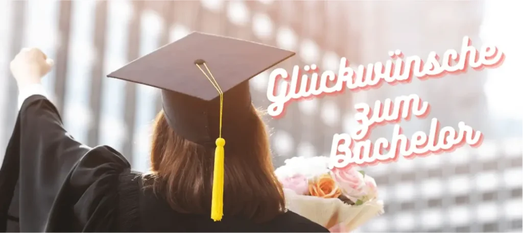 Glückwünsche zum Bachelor Titelbild. Eine graduierte Frau streckt ihre Faust siegreich zum Himmel.