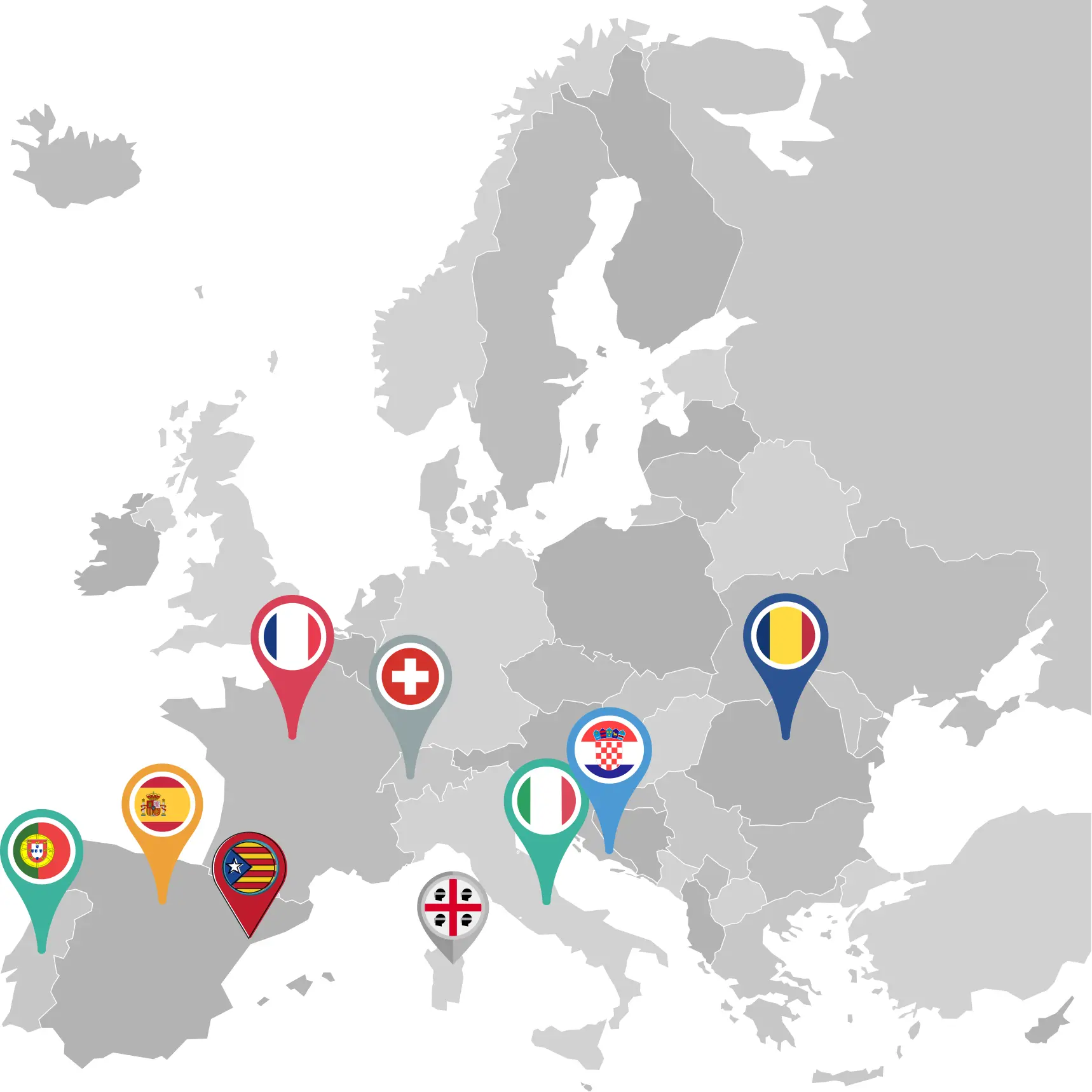 Karte mit Ländern der romanischen Sprache