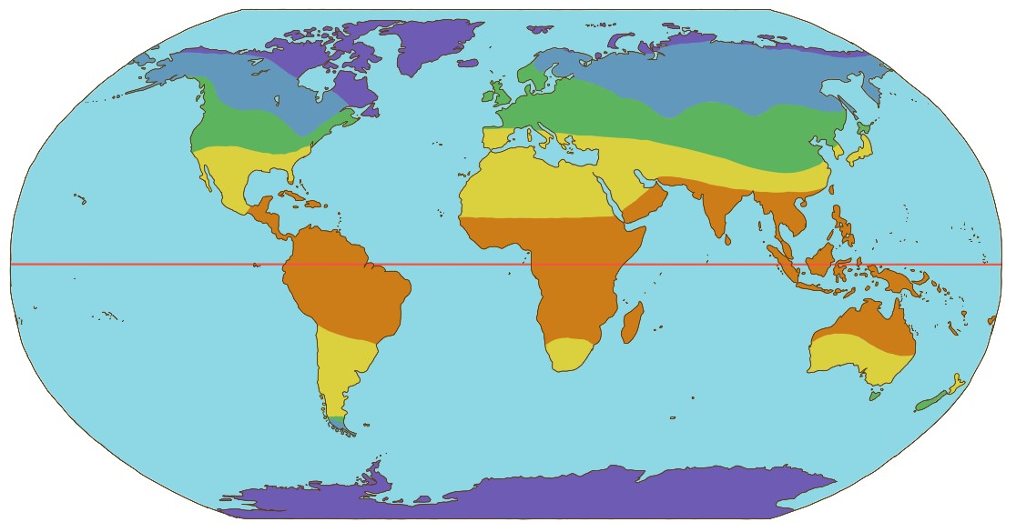 Weltkarte mit allen Klimazonen