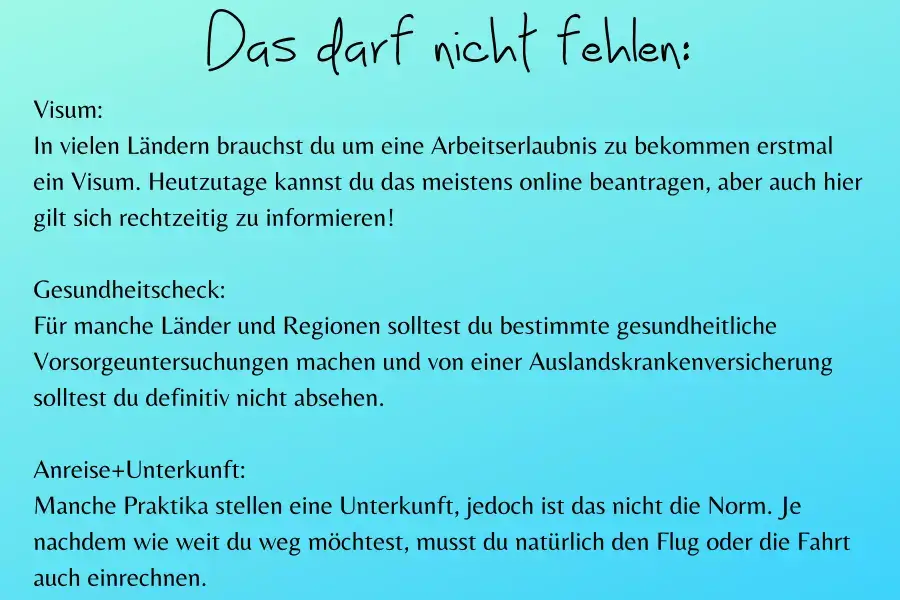 Das darf beim Auslandspraktikum nicht fehlen.