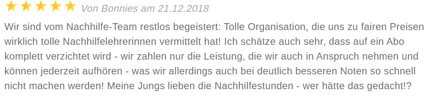 Feedback Nachhilfe