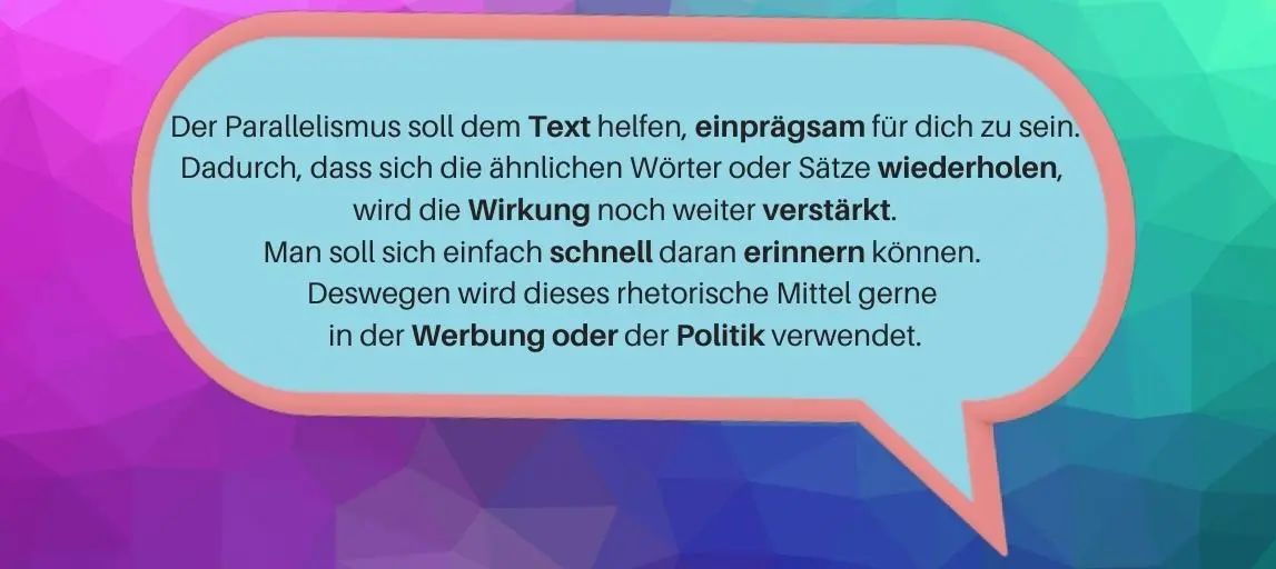 Parallelismus Sprechblase mit Text