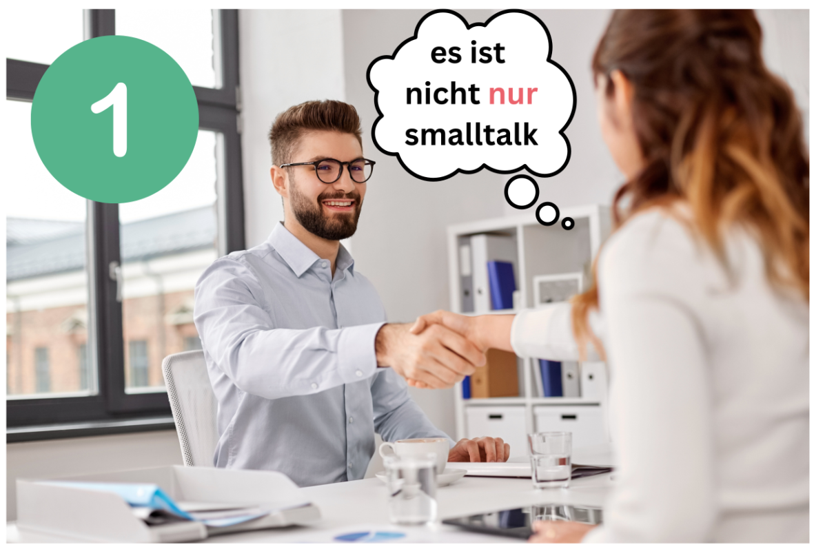 Die Kandidatin ist in der ersten Phase des Vorstellungsgesprächs dem Smalltalk