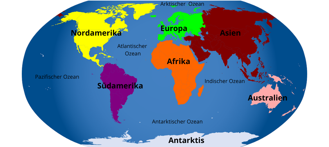 Weltkarte Kontinente
