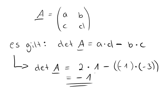 determinante berechnen 2x2
