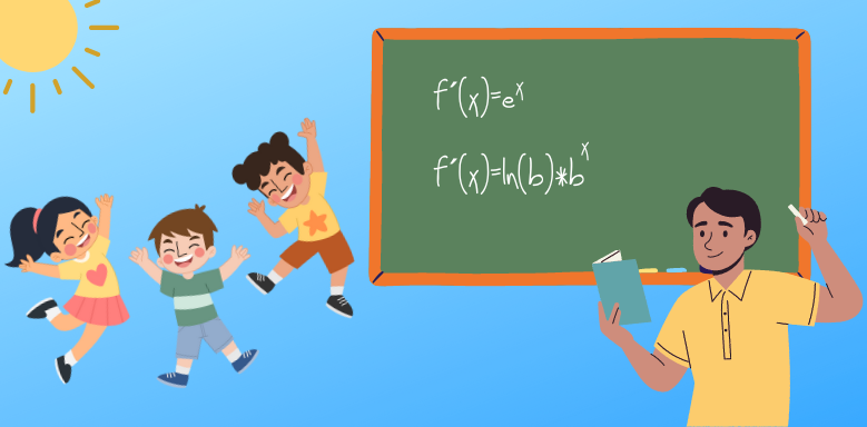 Schulkinder, Lehrer und Tafel