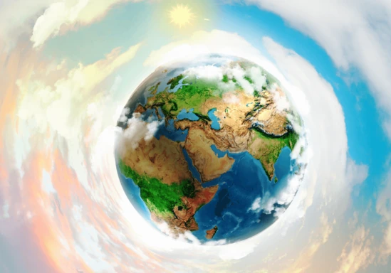 Erdball Animiertes Bild der Erde umhüllt von Wolken