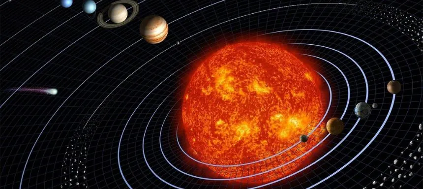 Sind Sonnen Sterne? Bild der Sonne mit naheligenden Planeten