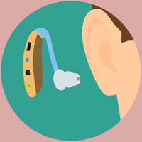 Wie funktioniert ein Hörgerät? Illustration eines Hörgeräts das neben einem Ohr positioniert ist.