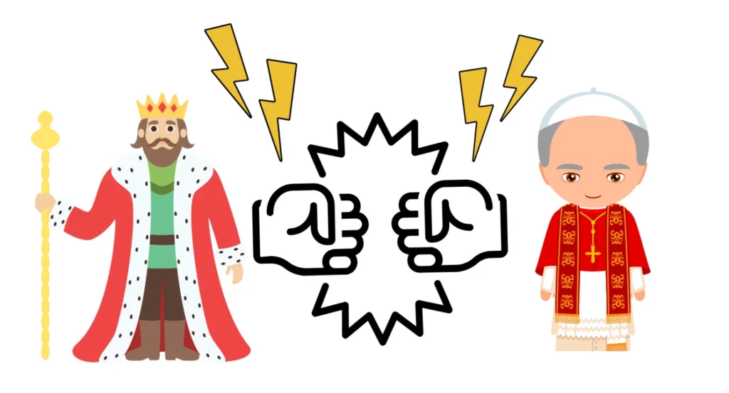 Im Investiturstreit streiten sich der Papst und der König