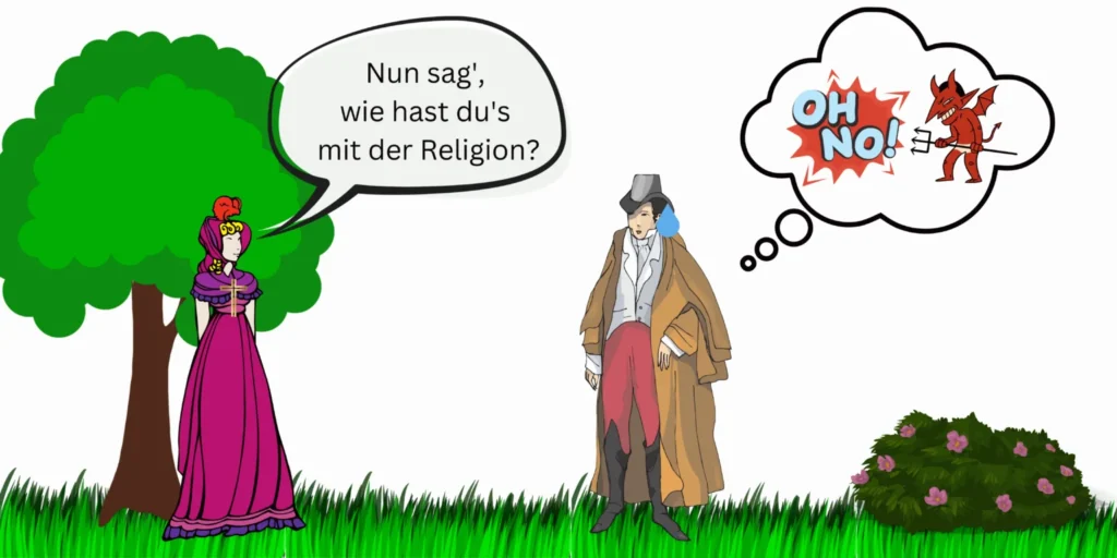 Gretchen stellt Faust die Gretchenfrage zum Thema Religion