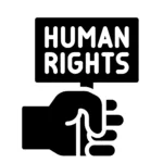 Ein Schild zeigt "Human Rights"