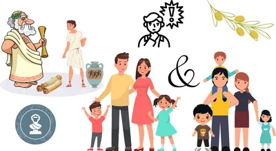 Sokrates-Familie Illustration mit vielen Menschen die Familien darstellen sollen