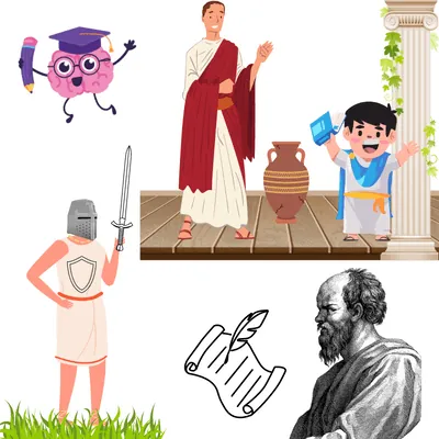 Sokrates-Leben Illustrationen von altgriechischen Stereotypen