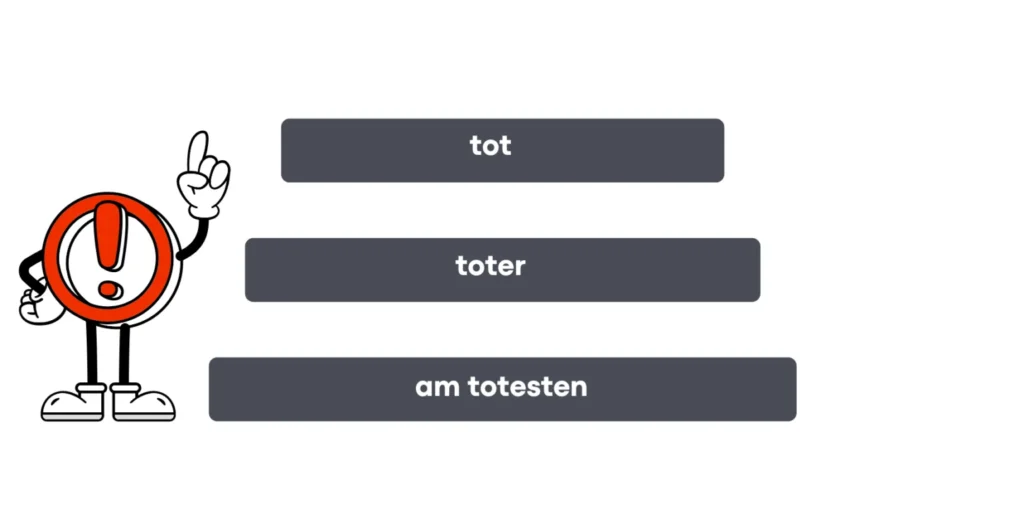 Die Steigerung von tot würde tot, toter, am totesten lauten