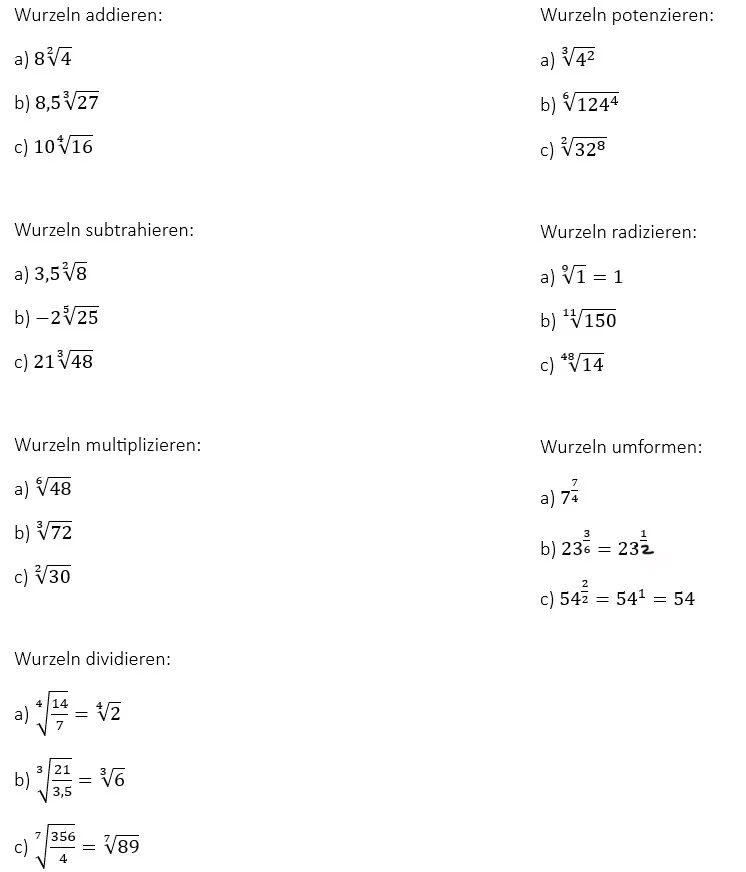 Wurzelgesetz Lösung