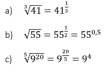 Wurzeln in Potenzen umformen - Lösung