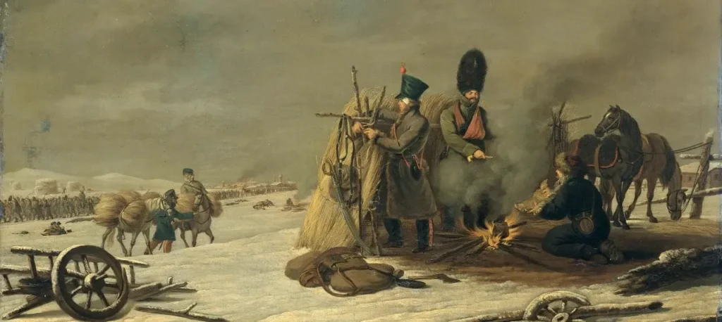 Eine Szene während Napoleon Rückzug aus Russland