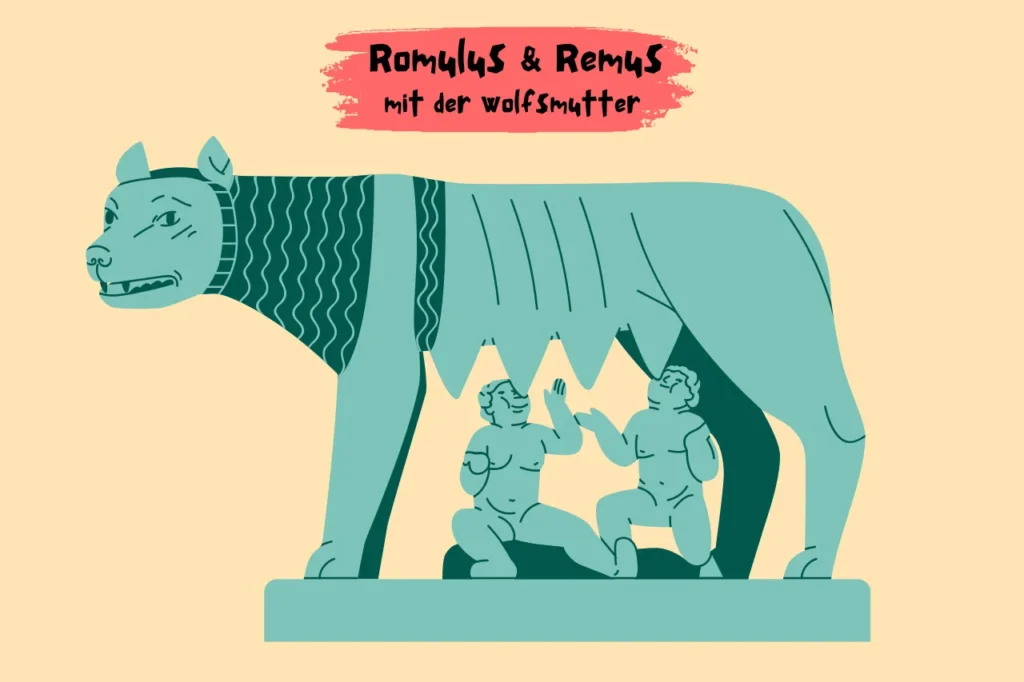 Romulus und Remus mit der Wolfsmutter