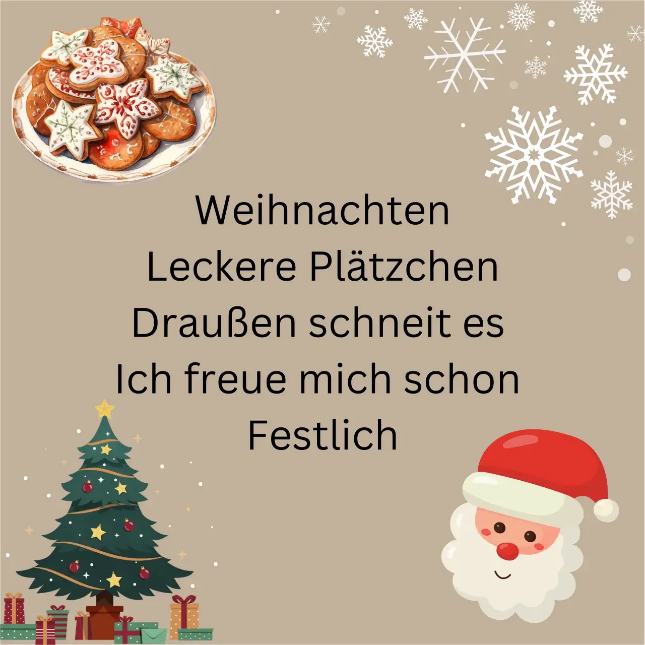 Weihnachten Elfchen, Weihnachten Leckere Plätzchen Draußen schneit es Ich freue mich schon Festlich