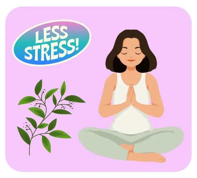 Eine meditierende Frau und eine Pflanze als Darstellung der Strategie "Stressmanagement", um Sympathikus und Parasympathikus ins Gleichgewicht zu bringen