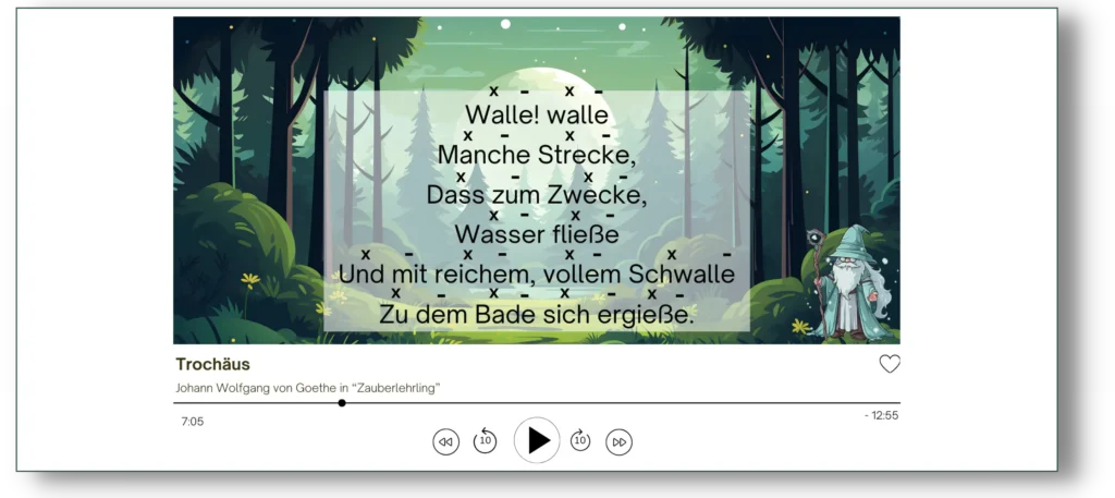 Walle! walle Manche Strecke, Dass zum Zwecke, Wasser fließe Und mit reichem, vollem Schwalle Zu dem Bade sich ergieße. - Der Zauberlehrling (Goethe)