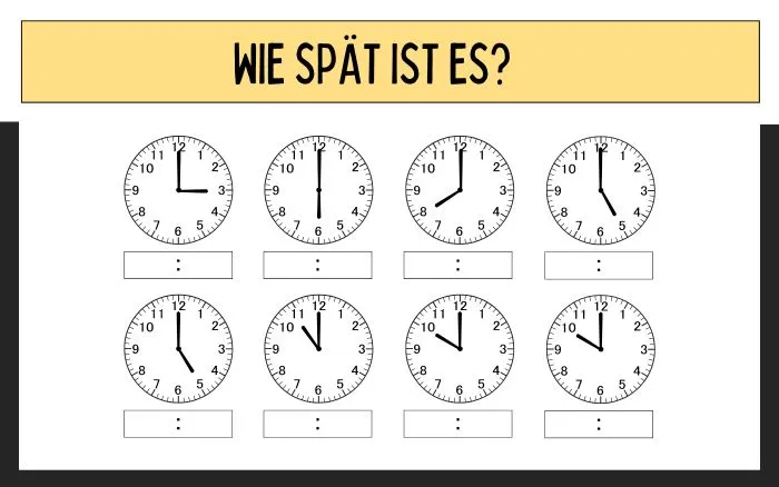 Uhr lernen Arbeitsblätter