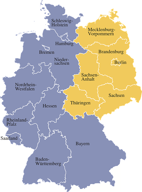 Deutschlandkarte mir den alten und neuen Bundesländern