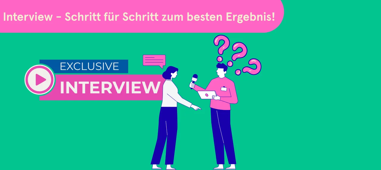 zwei Personen, eine mit Mikrofon, die die andere Person befragt.