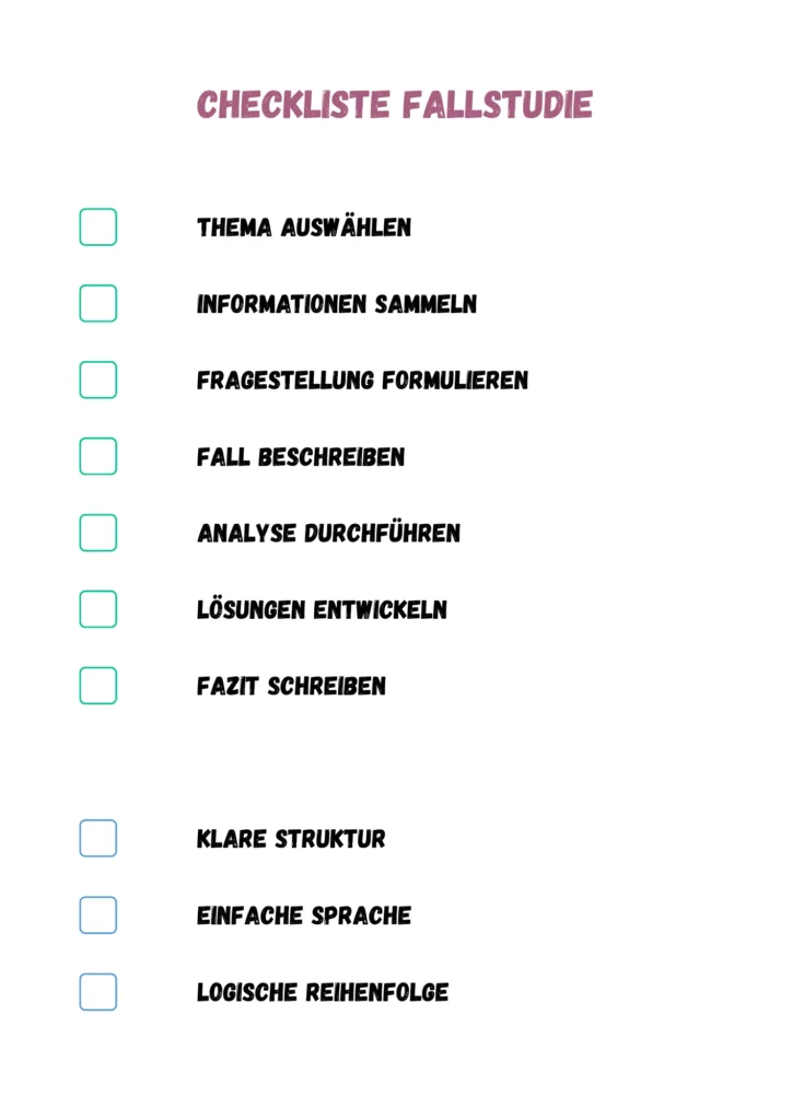 Checkliste Fallstudie