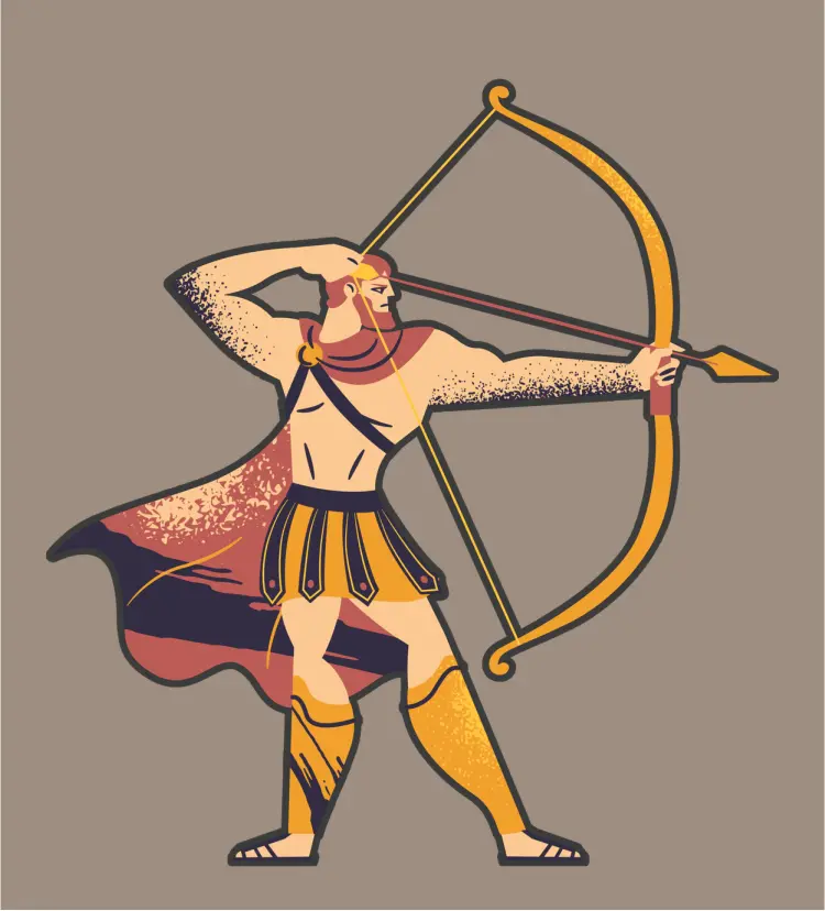 Herakles mit seinem Pfeil und Bogen