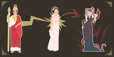 Medusas Verwandlung Athene verwandelt Medusa