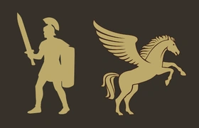 Medusas Kinder Der Riese Chrysaor und geflügelte Pferd Pegasus entspringen aus ihrem Blut