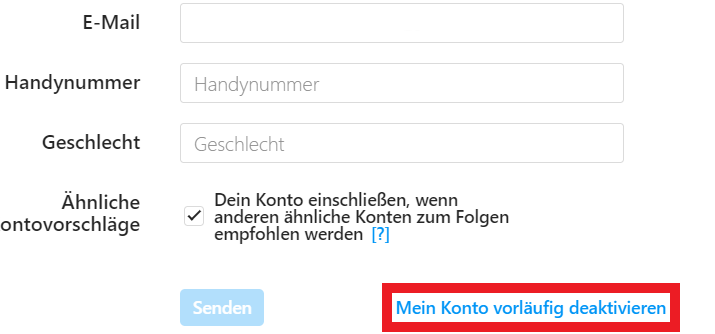 Instagram-Account deaktivieren - Step 2