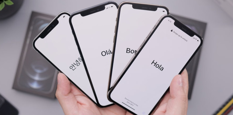 iPhones mit Begrüßungen in beliebigen Sprachen