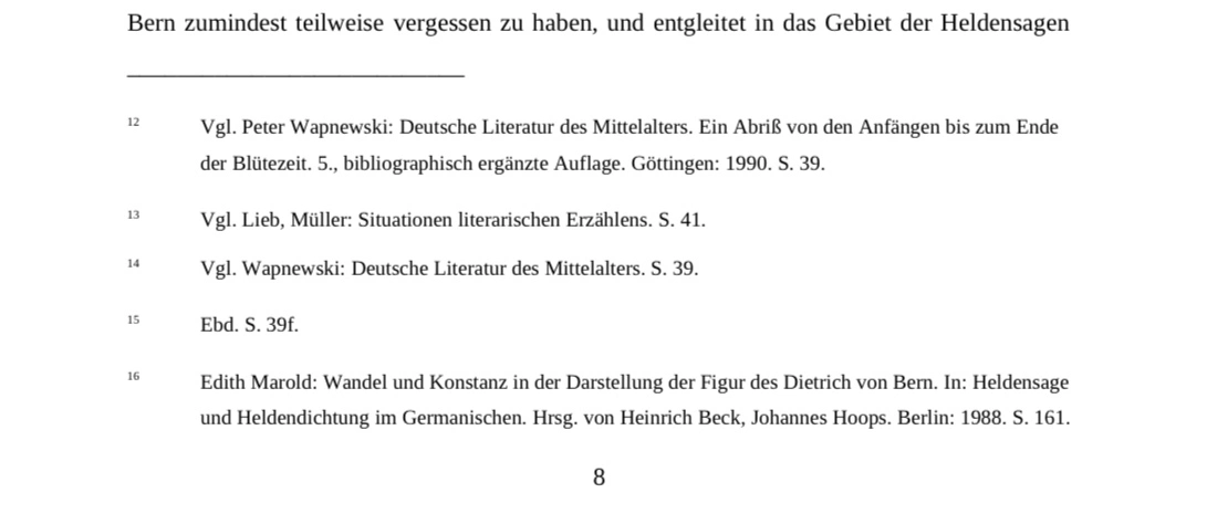 Hochgestellte Zahl unten auf der Seite wieder aufnehmen - Beispiel